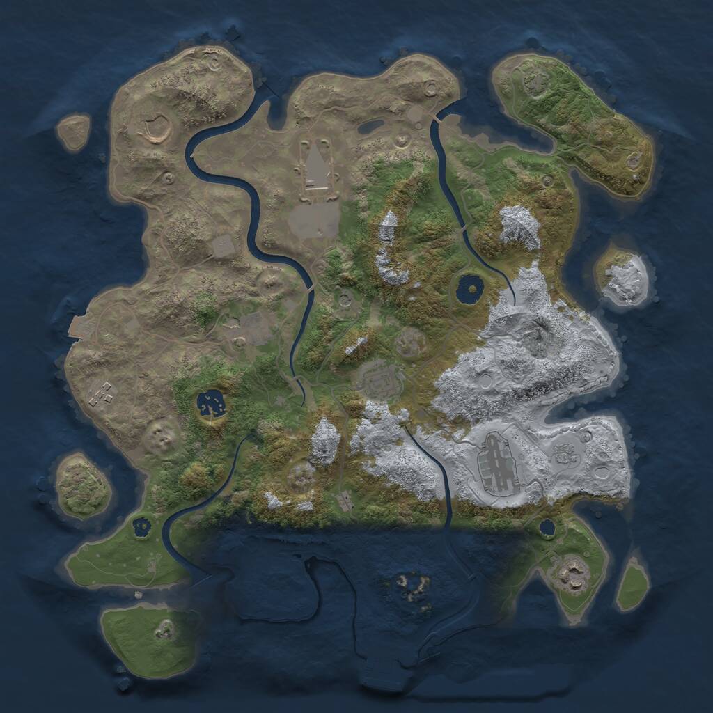 Rust Map: Procedural Map, Size: 3750, Seed: 1874821714, 13 Monuments