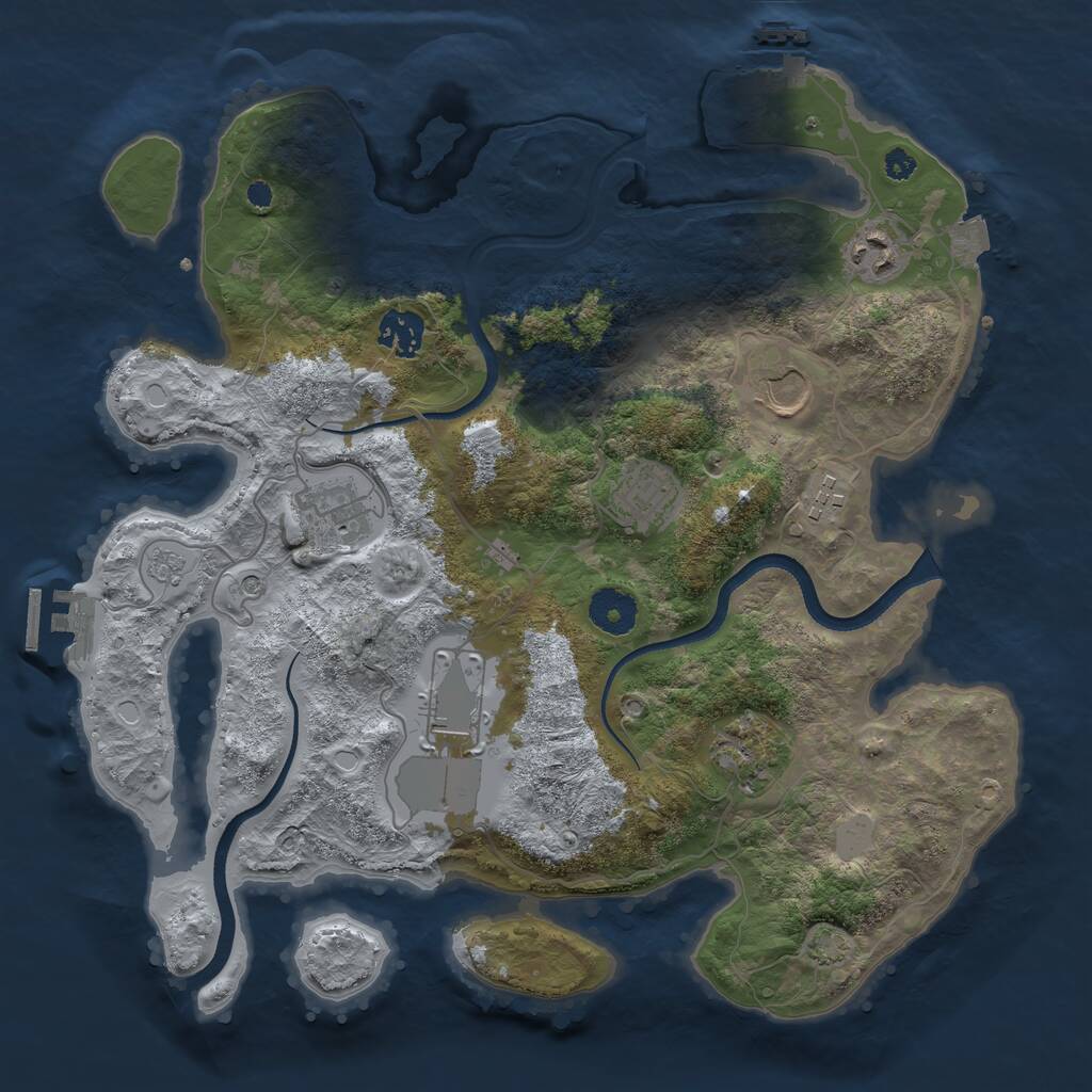 Rust Map: Procedural Map, Size: 3500, Seed: 74818, 14 Monuments
