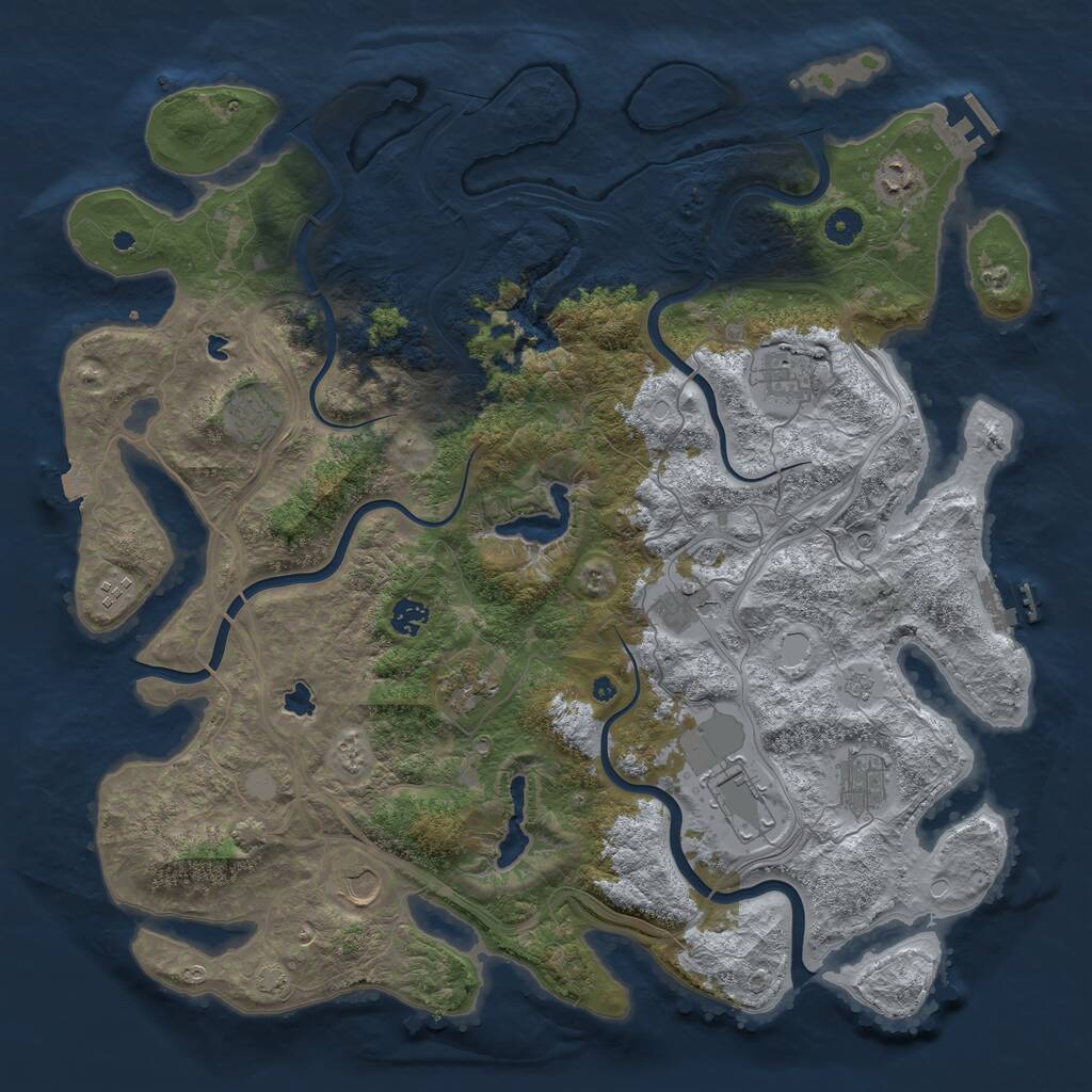 Rust Map: Procedural Map, Size: 4500, Seed: 21250, 16 Monuments