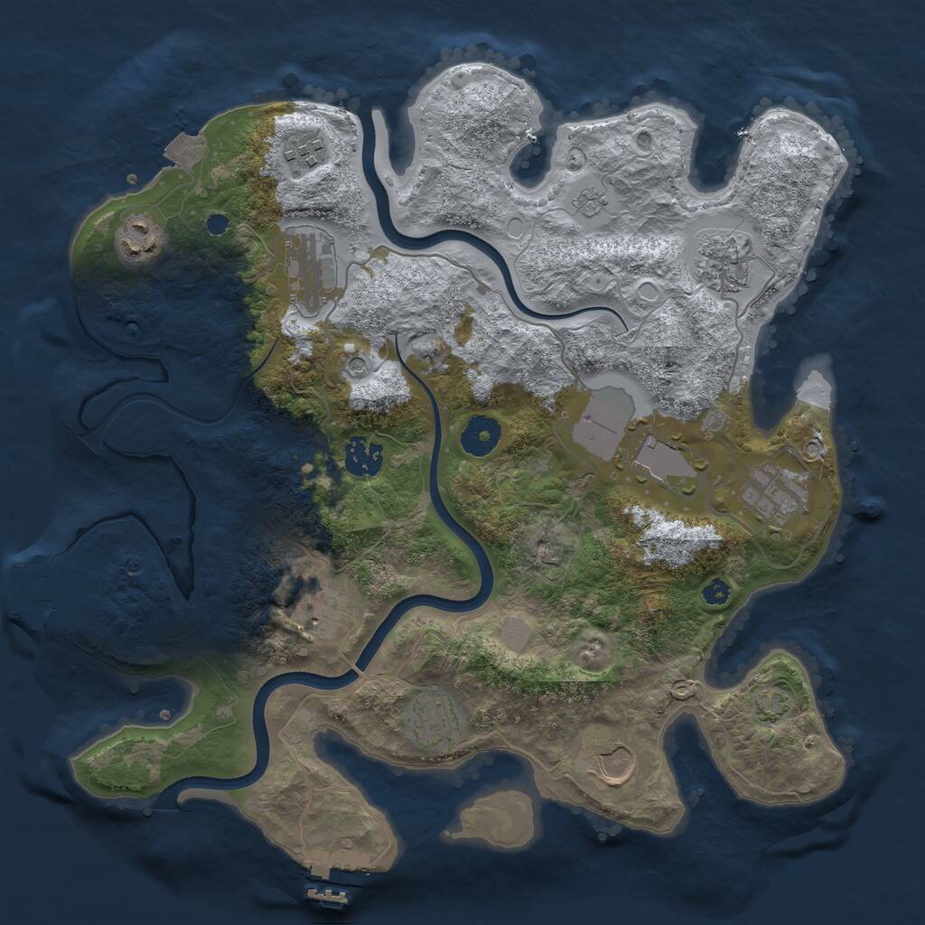 Rust Map: Procedural Map, Size: 3500, Seed: 2127737143, 16 Monuments