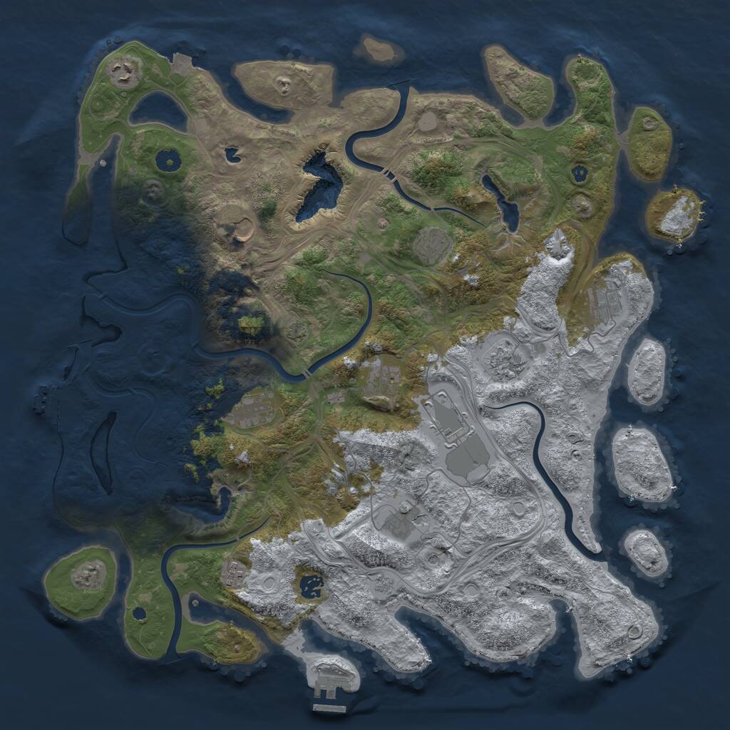 Rust Map: Procedural Map, Size: 4500, Seed: 833231680, 17 Monuments
