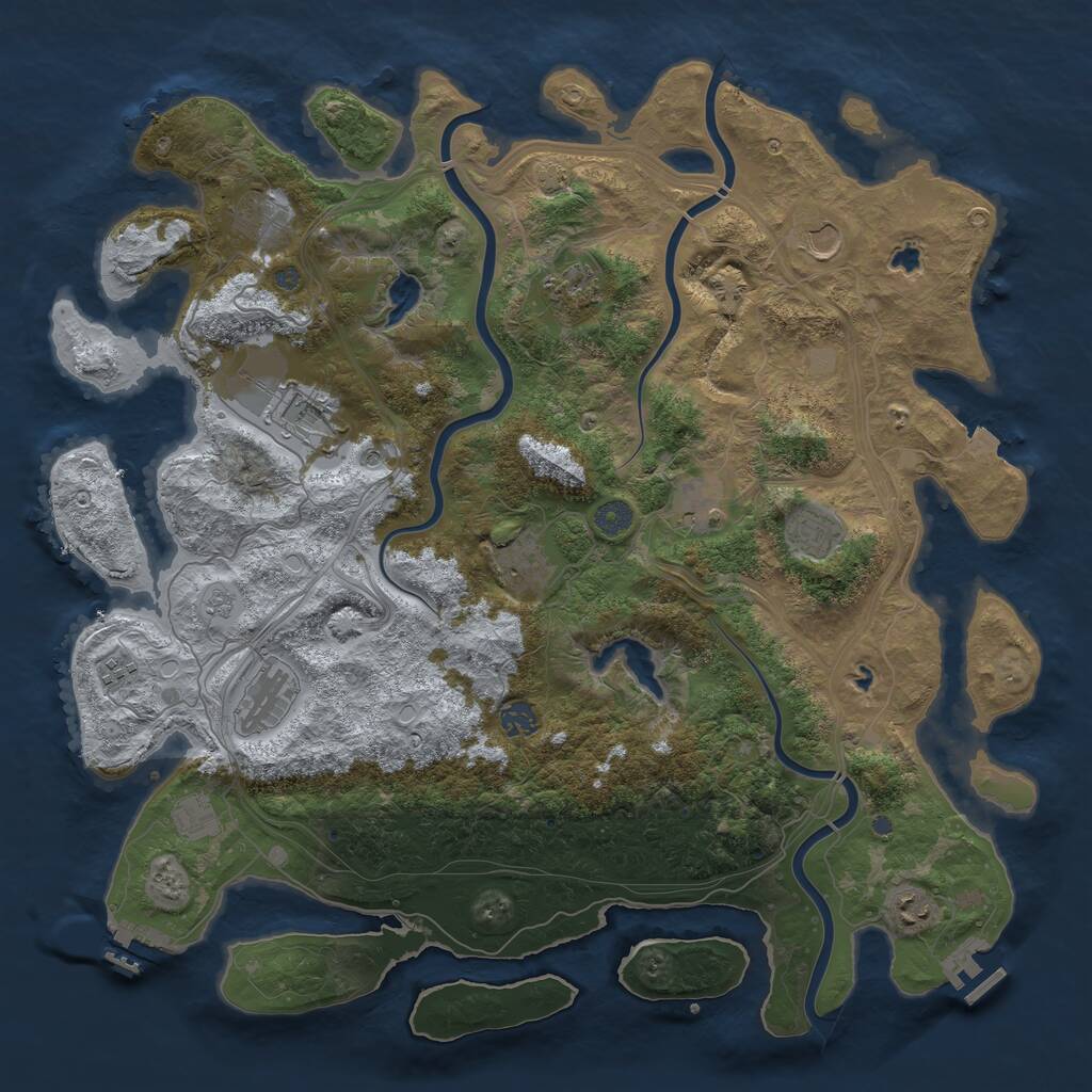 Rust Map: Procedural Map, Size: 4500, Seed: 1816136221, 19 Monuments