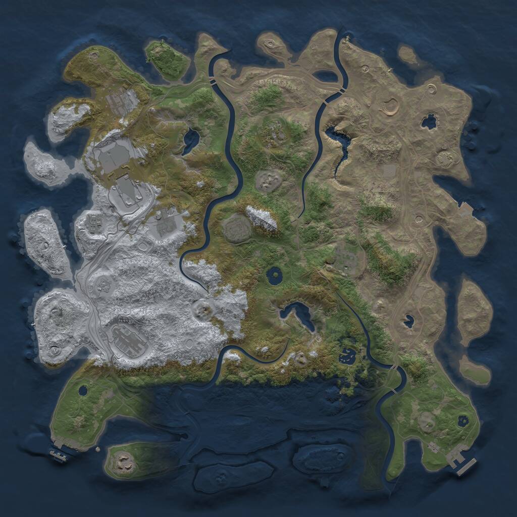 Rust Map: Procedural Map, Size: 4500, Seed: 1816136221, 17 Monuments