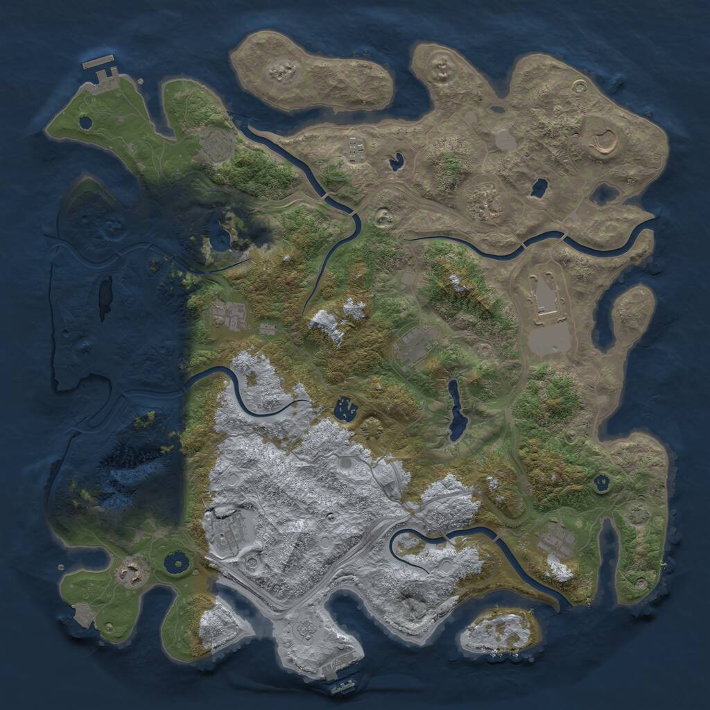 Rust Map: Procedural Map, Size: 4500, Seed: 8139911, 17 Monuments