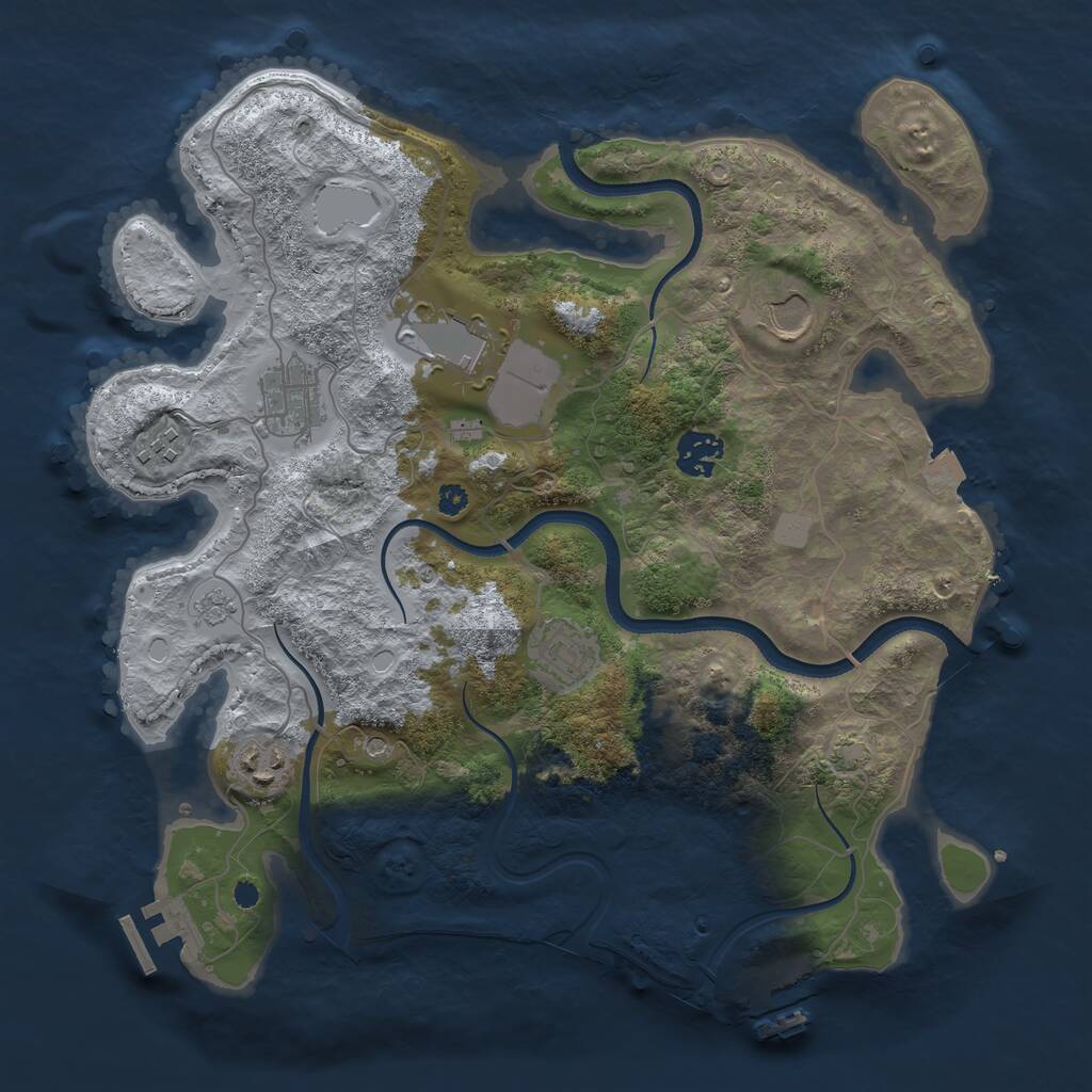 Rust Map: Procedural Map, Size: 3500, Seed: 1600486222, 13 Monuments