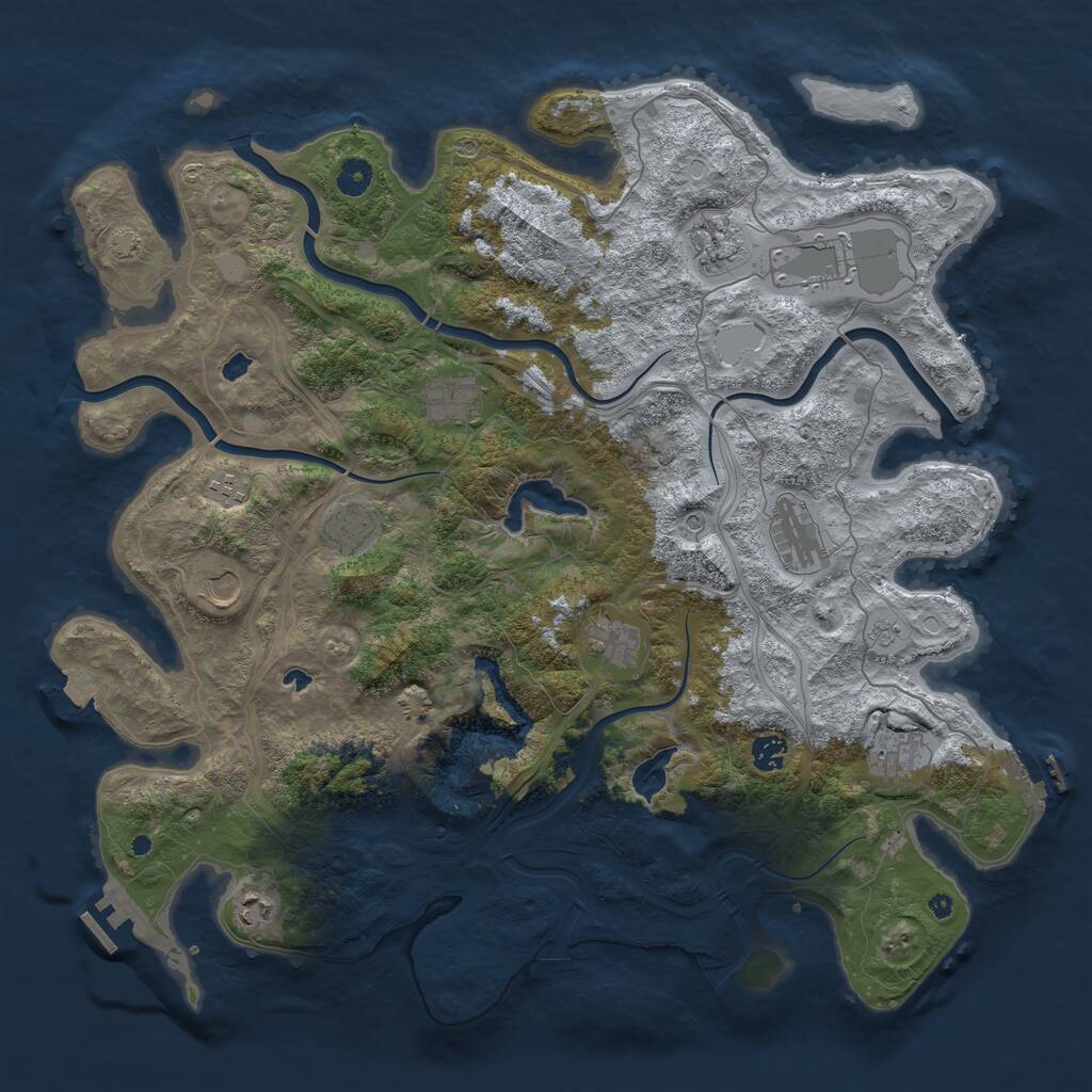 Rust Map: Procedural Map, Size: 4500, Seed: 1813037461, 17 Monuments