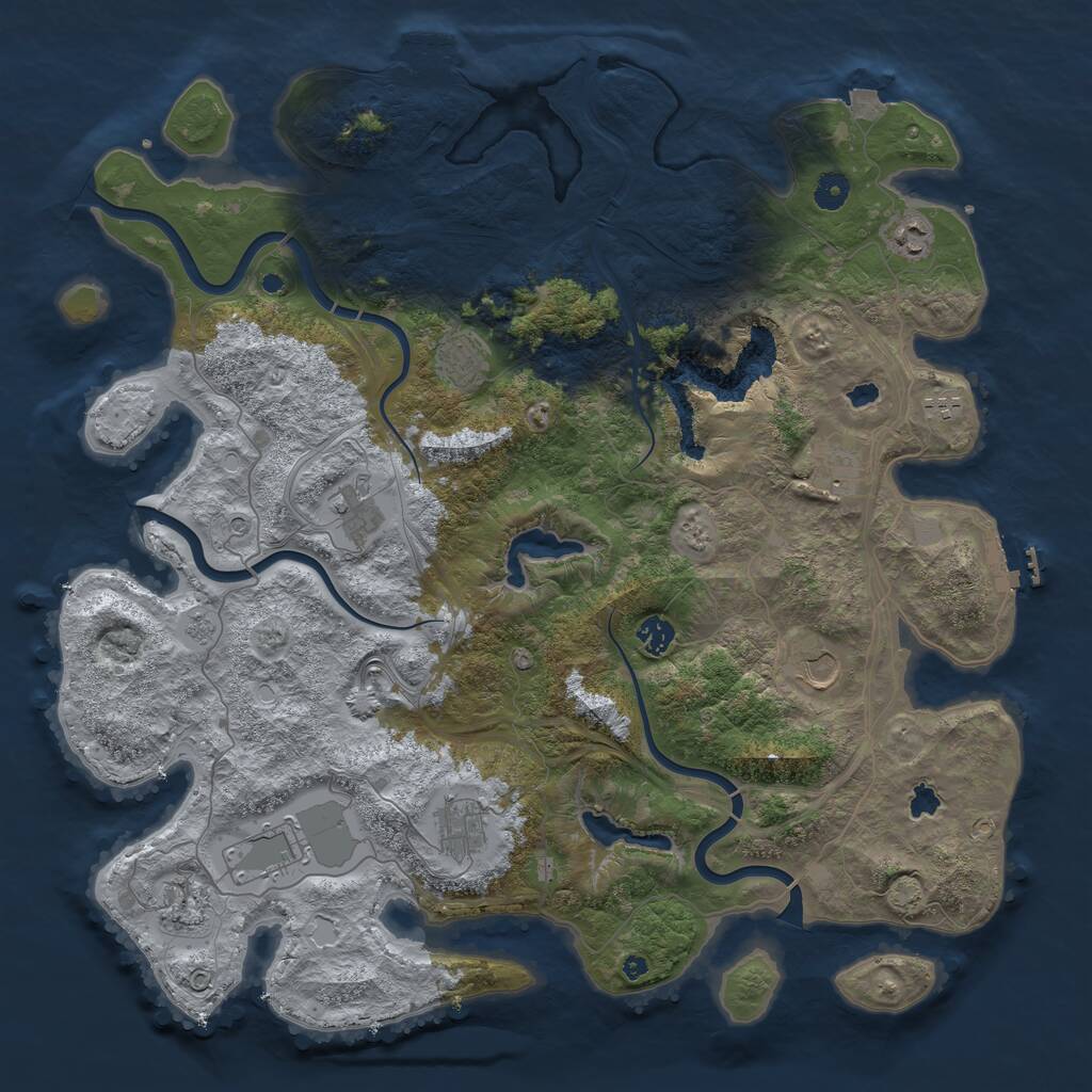 Rust Map: Procedural Map, Size: 4500, Seed: 136211344, 16 Monuments