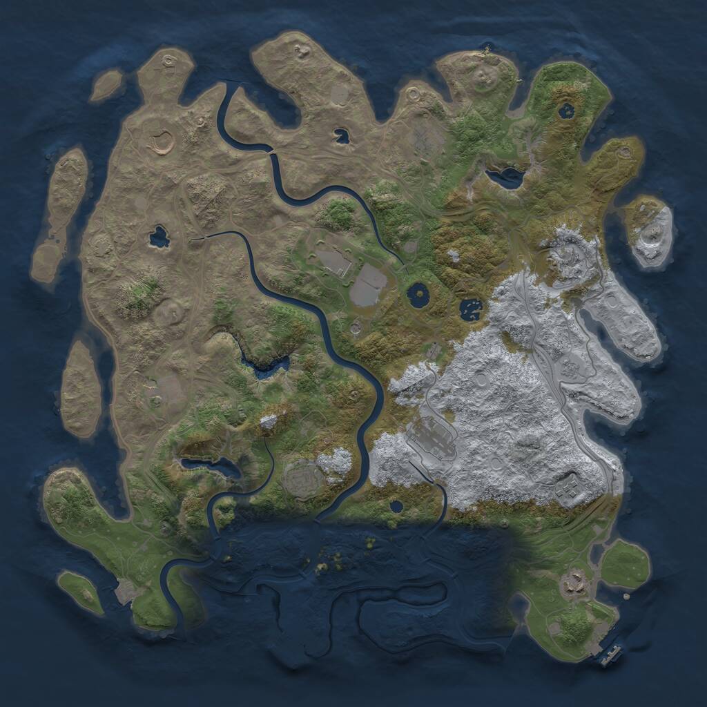 Rust Map: Procedural Map, Size: 4500, Seed: 1962257299, 16 Monuments