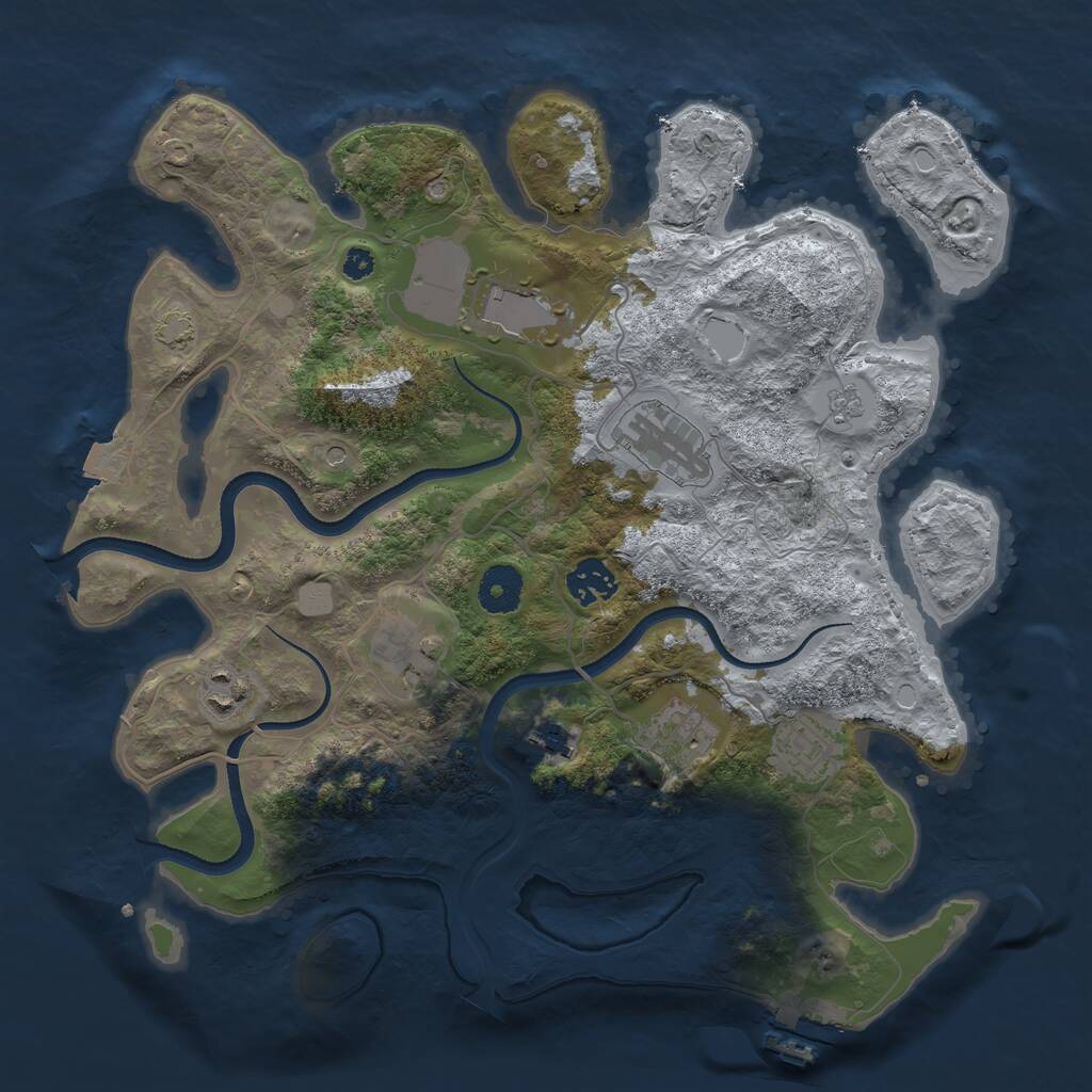 Rust Map: Procedural Map, Size: 3500, Seed: 55129, 13 Monuments