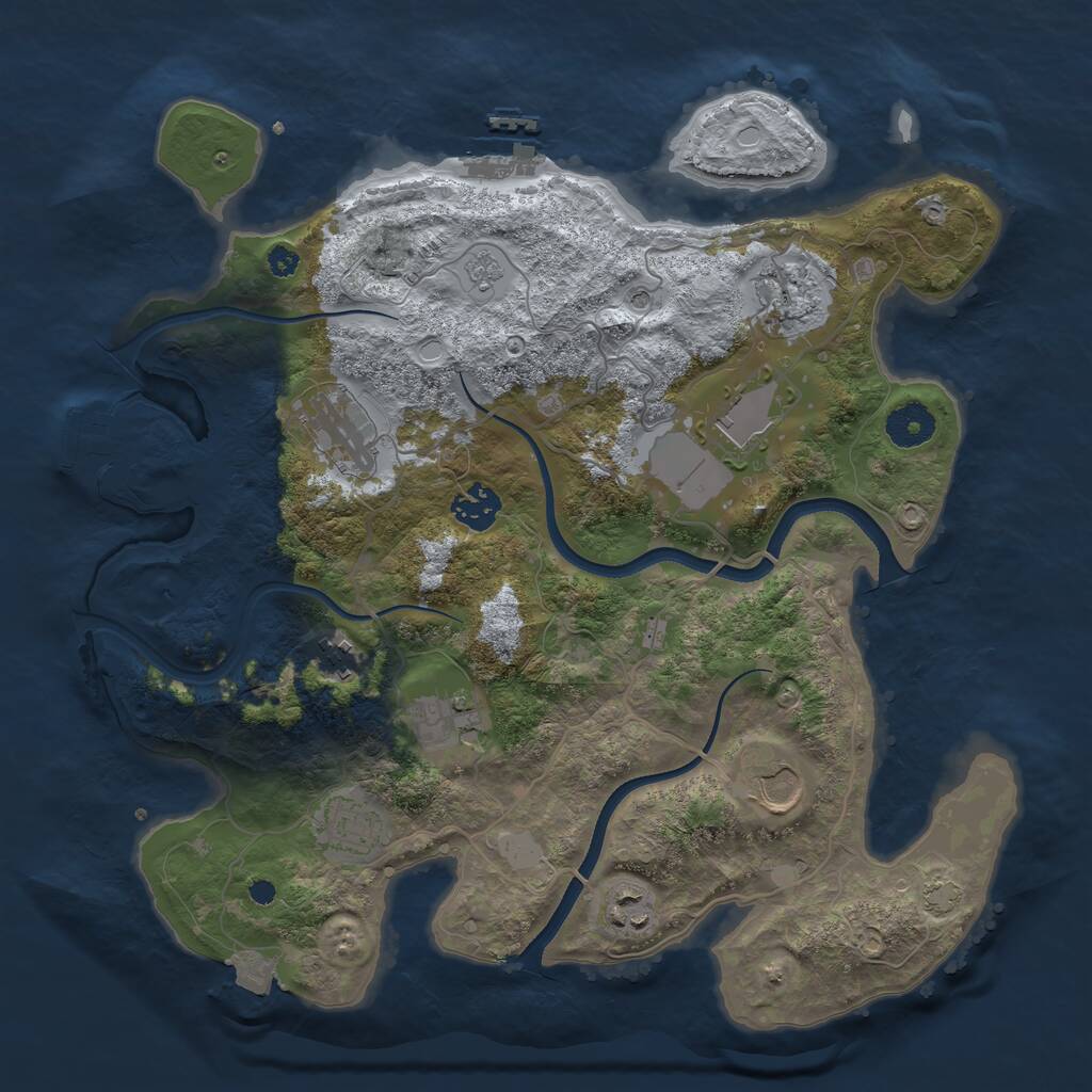 Rust Map: Procedural Map, Size: 3550, Seed: 1341016258, 15 Monuments