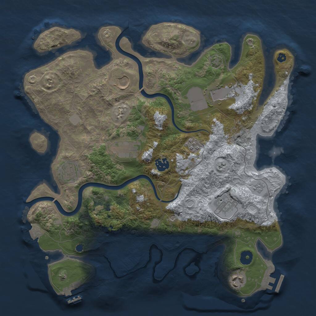 Rust Map: Procedural Map, Size: 3500, Seed: 442063577, 14 Monuments