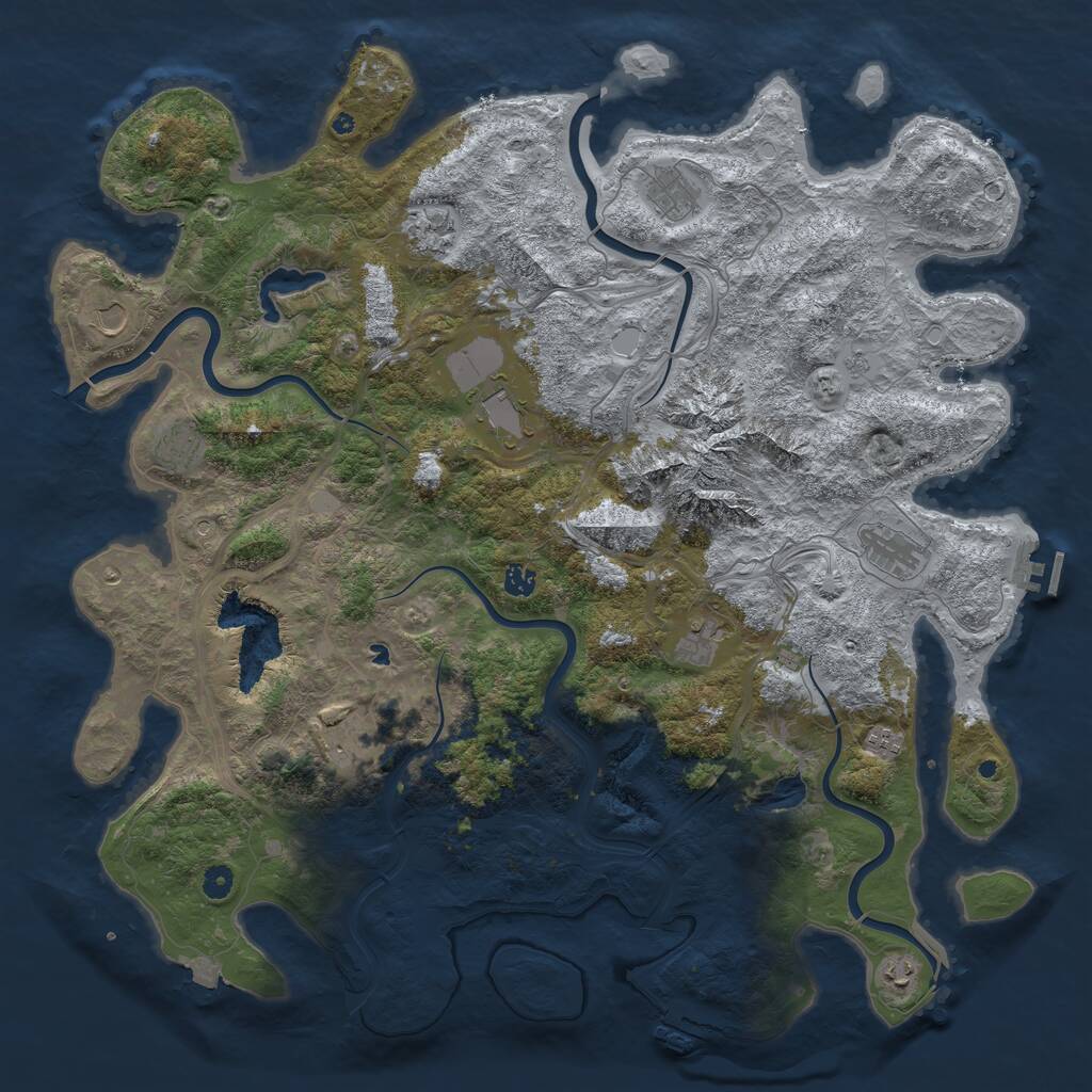 Rust Map: Procedural Map, Size: 5000, Seed: 2875, 17 Monuments