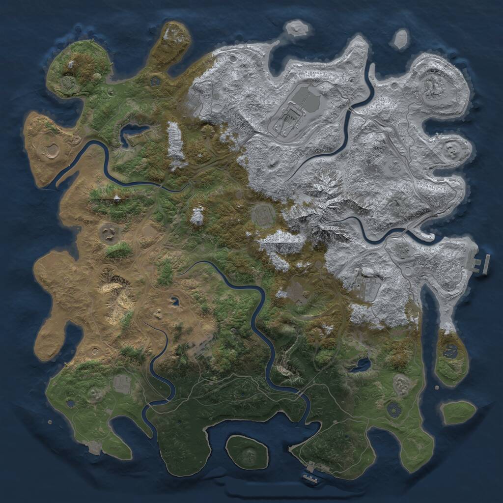 Rust Map: Procedural Map, Size: 5000, Seed: 2875, 19 Monuments