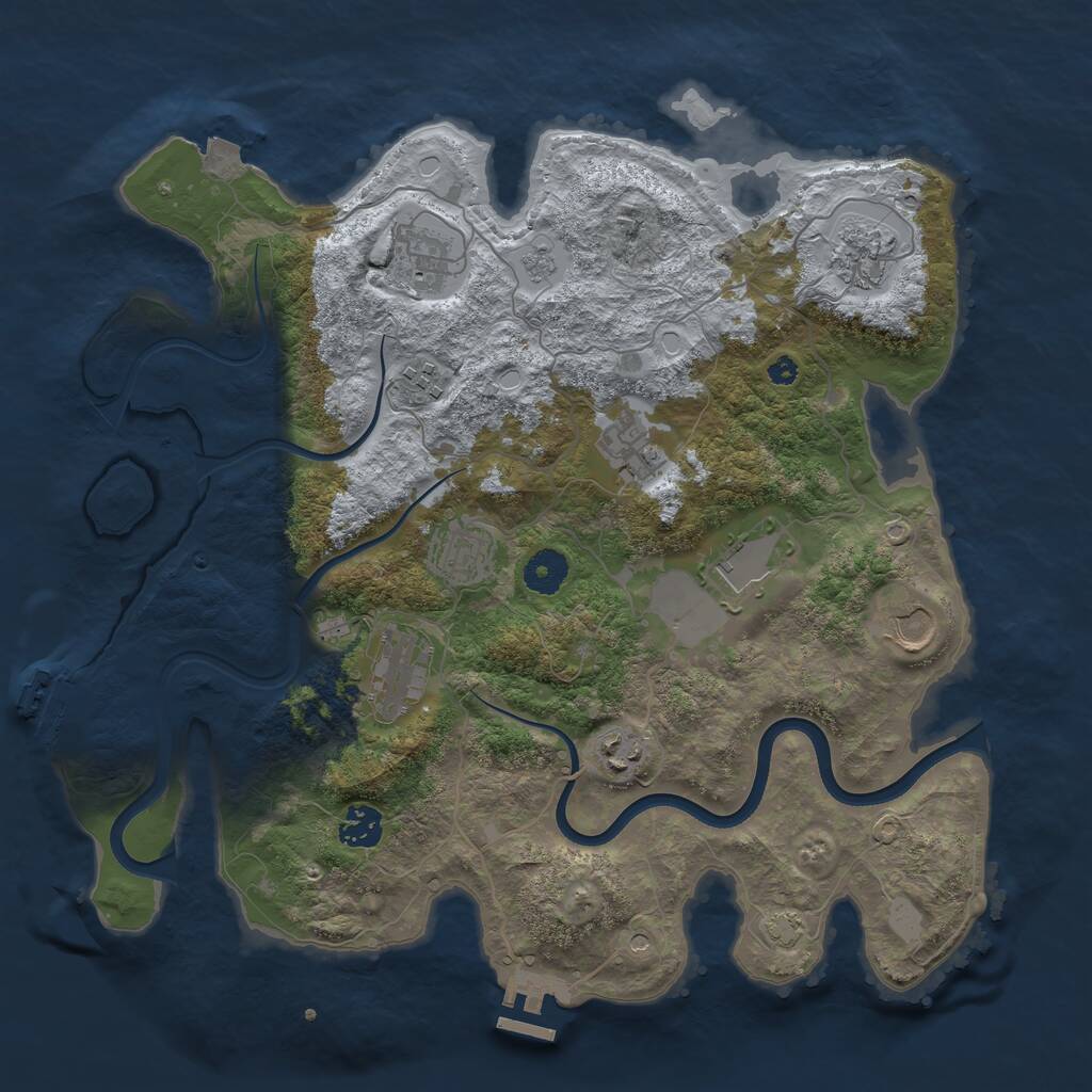 Rust Map: Procedural Map, Size: 3750, Seed: 987321, 16 Monuments