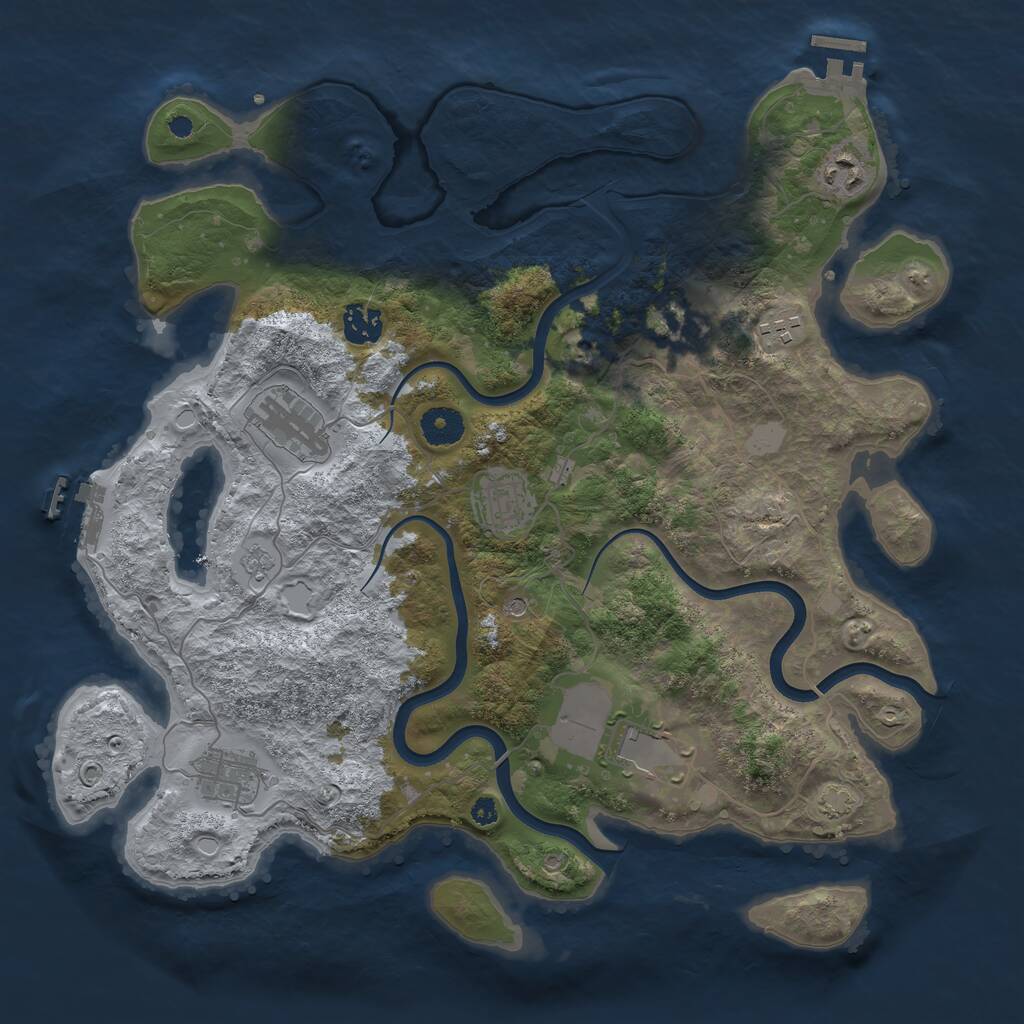 Rust Map: Procedural Map, Size: 3750, Seed: 1718101715, 14 Monuments
