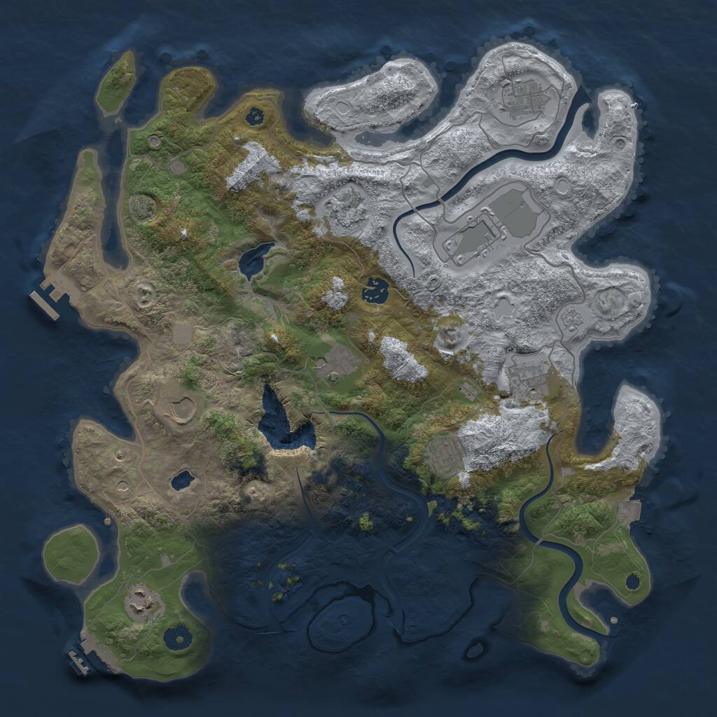 Rust Map: Procedural Map, Size: 4000, Seed: 1075989886, 16 Monuments