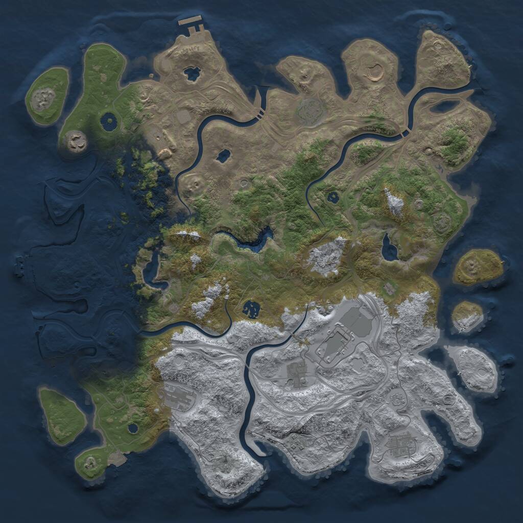 Rust Map: Procedural Map, Size: 4500, Seed: 2107673519, 17 Monuments