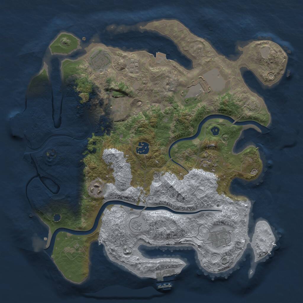 Rust Map: Procedural Map, Size: 3500, Seed: 1405172387, 14 Monuments