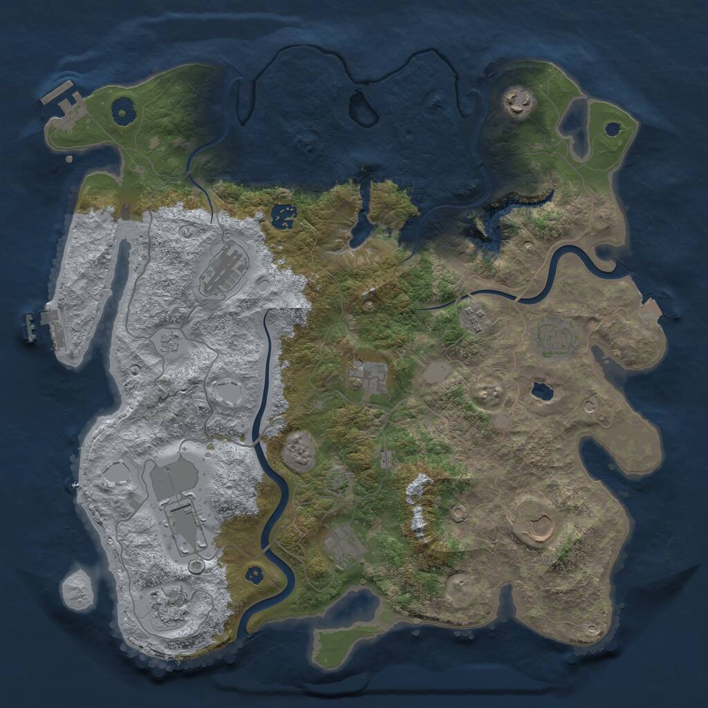 Rust Map: Procedural Map, Size: 4000, Seed: 12618, 16 Monuments
