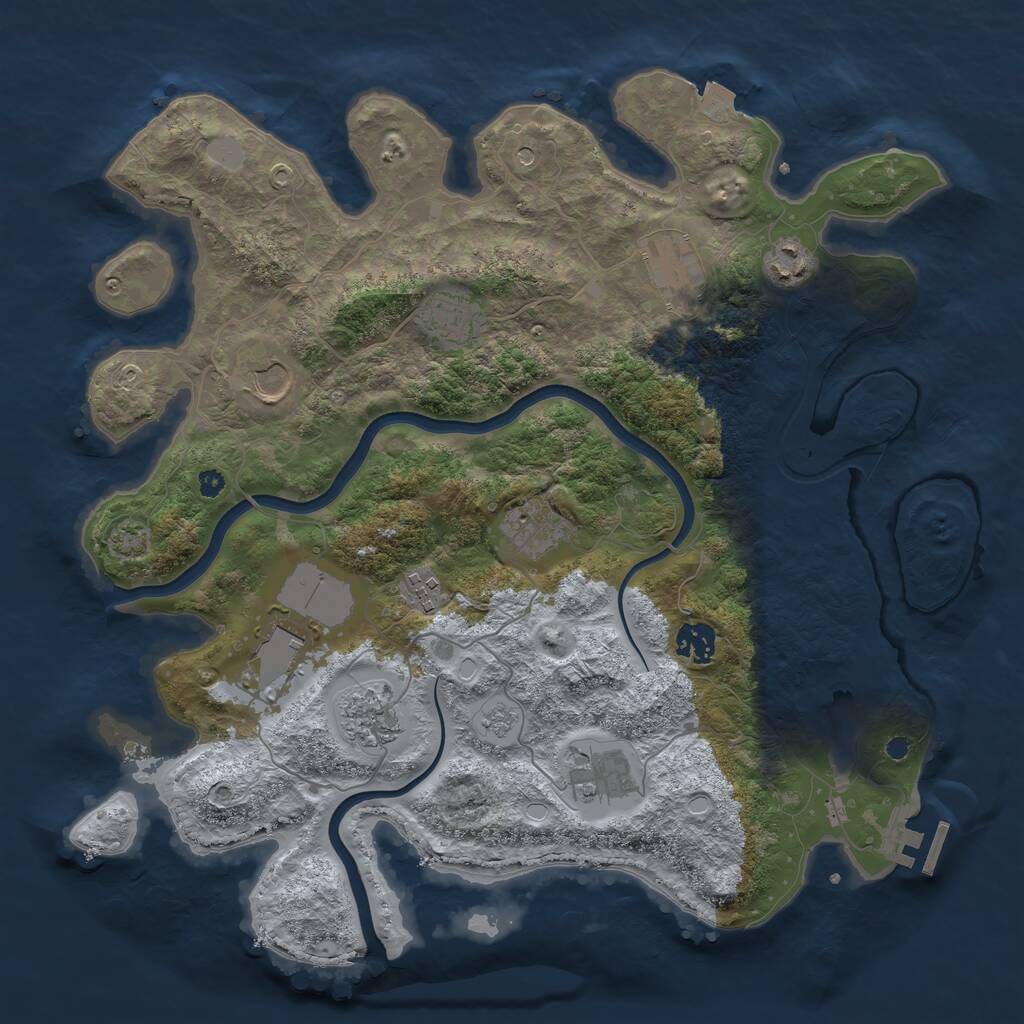 Rust Map: Procedural Map, Size: 3750, Seed: 579120958, 15 Monuments