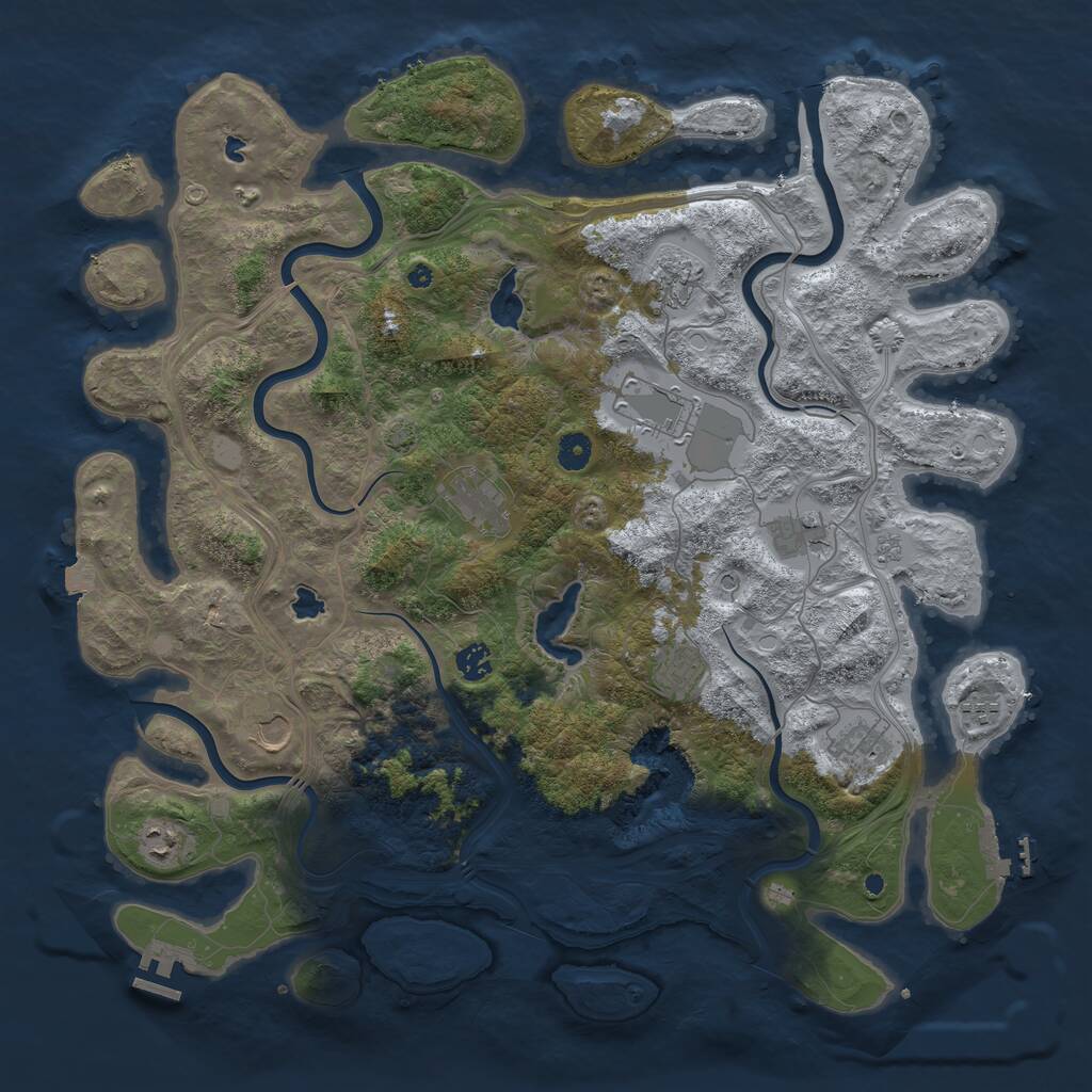 Rust Map: Procedural Map, Size: 4500, Seed: 20934863, 16 Monuments