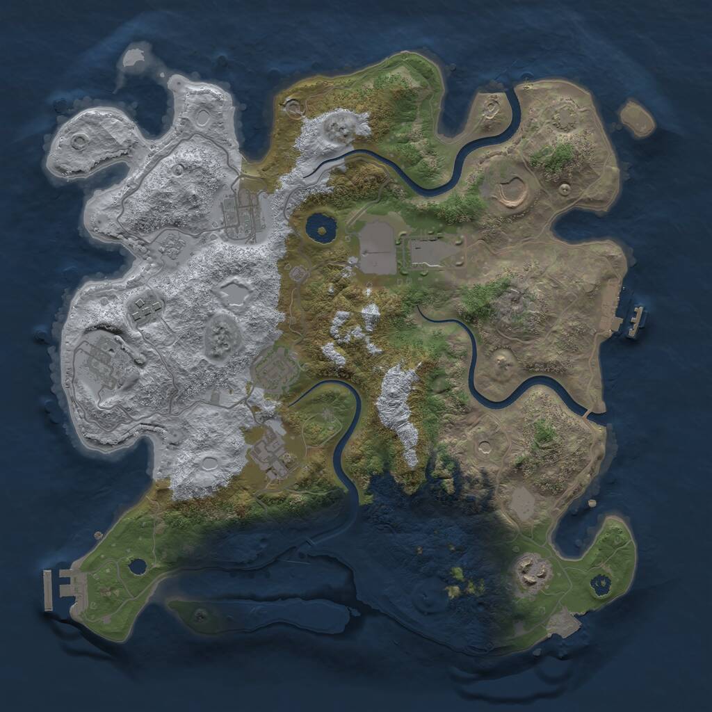 Rust Map: Procedural Map, Size: 3500, Seed: 5413197, 14 Monuments