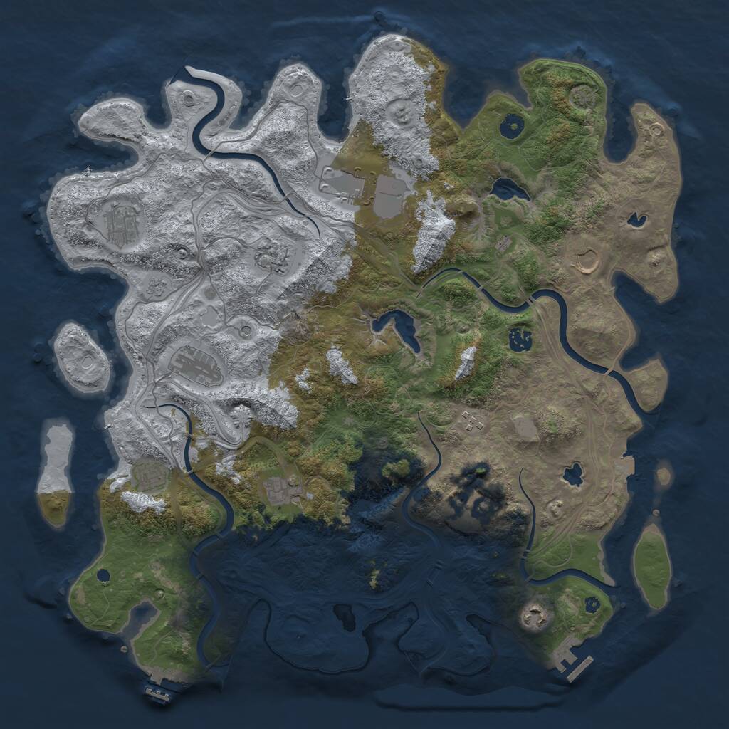 Rust Map: Procedural Map, Size: 4500, Seed: 1350593535, 17 Monuments