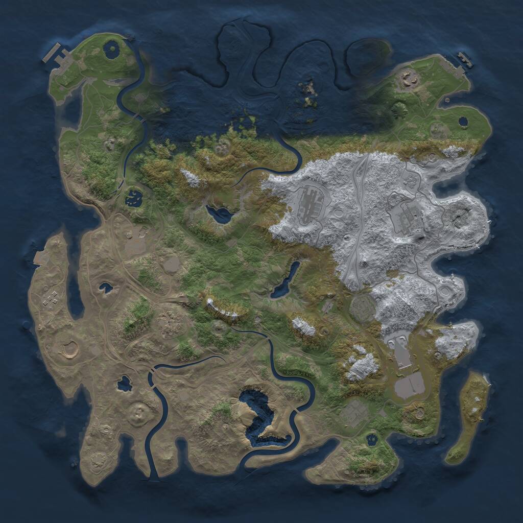 Rust Map: Procedural Map, Size: 4500, Seed: 537713, 17 Monuments