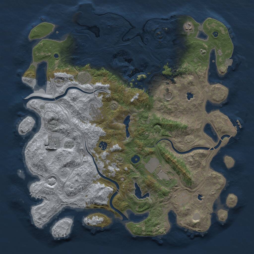 Rust Map: Procedural Map, Size: 4500, Seed: 1896898933, 16 Monuments