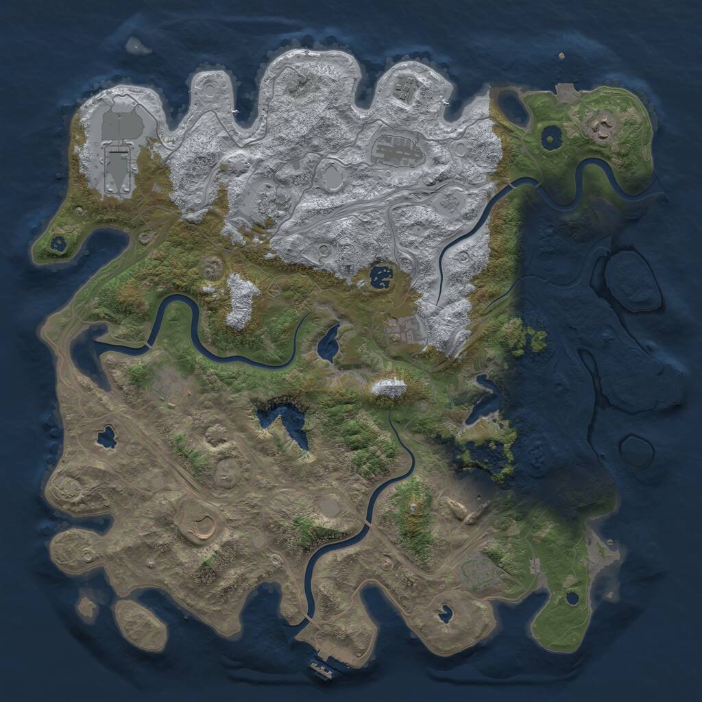 Rust Map: Procedural Map, Size: 4500, Seed: 1774281385, 17 Monuments