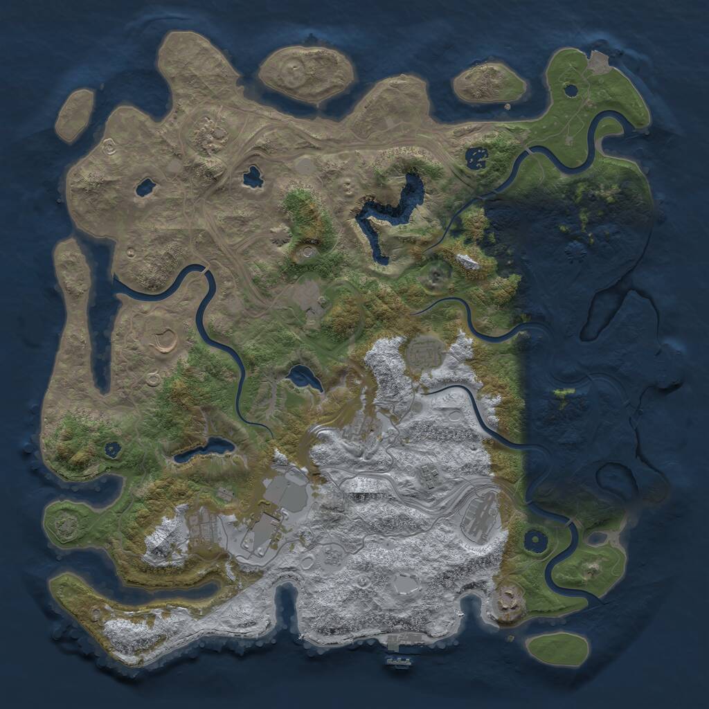 Rust Map: Procedural Map, Size: 4500, Seed: 1188964556, 17 Monuments