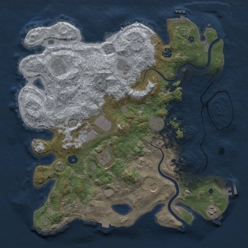 Rust Map: Procedural Map, Size: 3900, Seed: 235304789, 16 Monuments