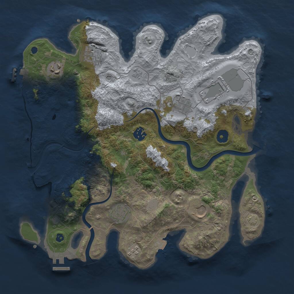 Rust Map: Procedural Map, Size: 3500, Seed: 39723, 14 Monuments