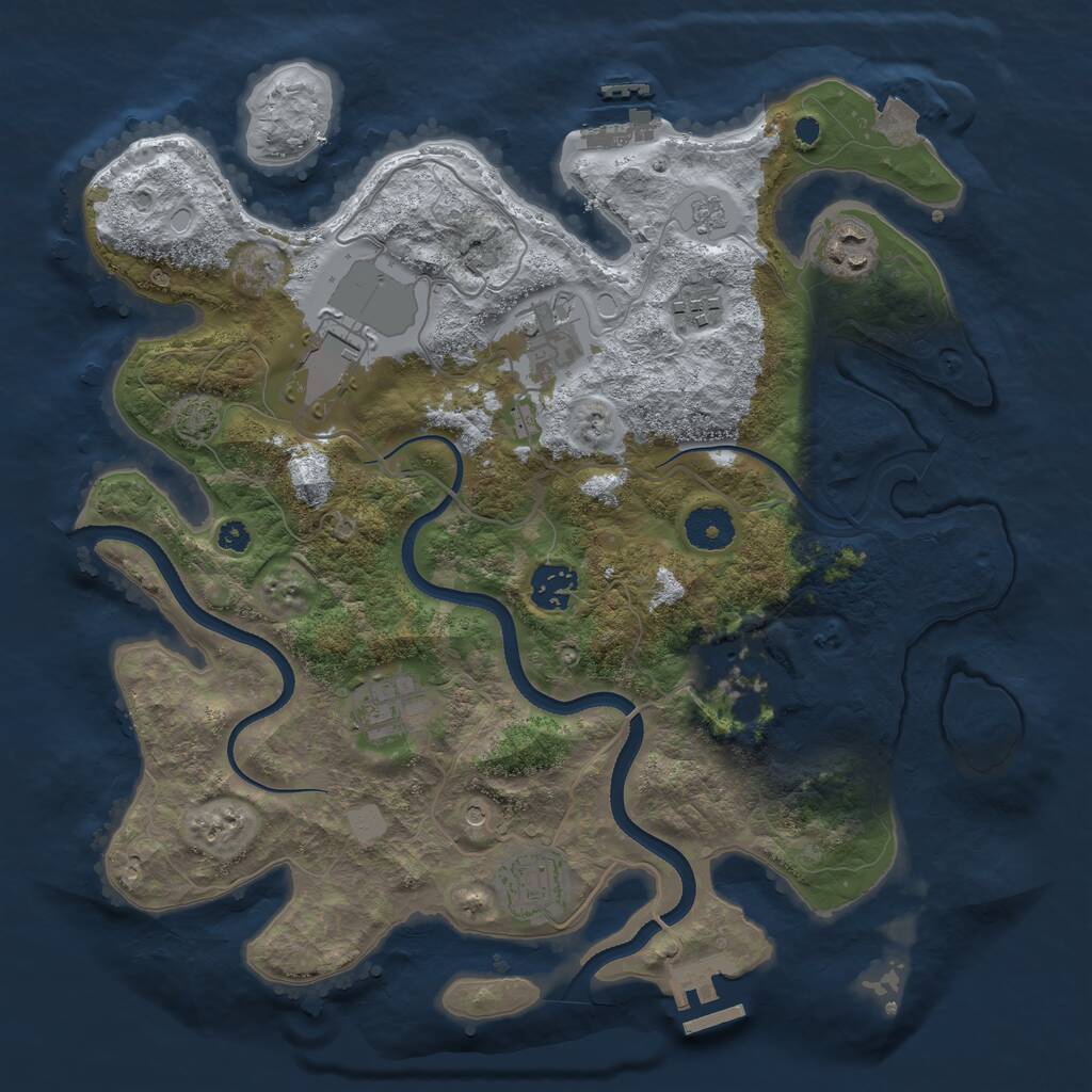 Rust Map: Procedural Map, Size: 3500, Seed: 40101890, 14 Monuments