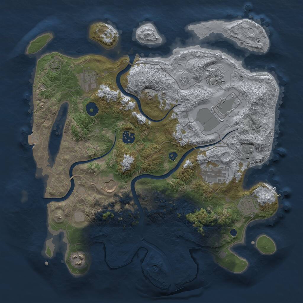 Rust Map: Procedural Map, Size: 3500, Seed: 232344375, 13 Monuments