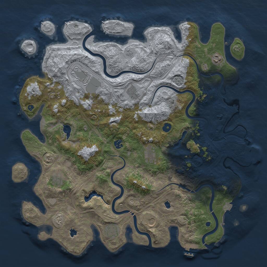 Rust Map: Procedural Map, Size: 4500, Seed: 1120727215, 16 Monuments