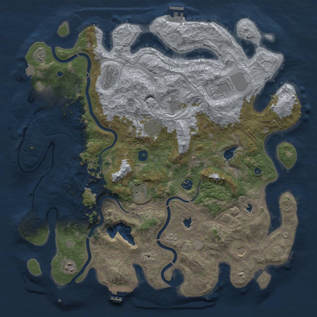 Rust Map: Procedural Map, Size: 4500, Seed: 900188639, 16 Monuments
