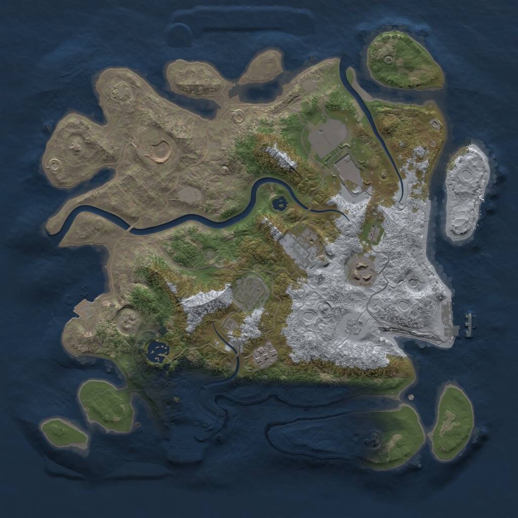 Rust Map: Procedural Map, Size: 3500, Seed: 488684181, 13 Monuments