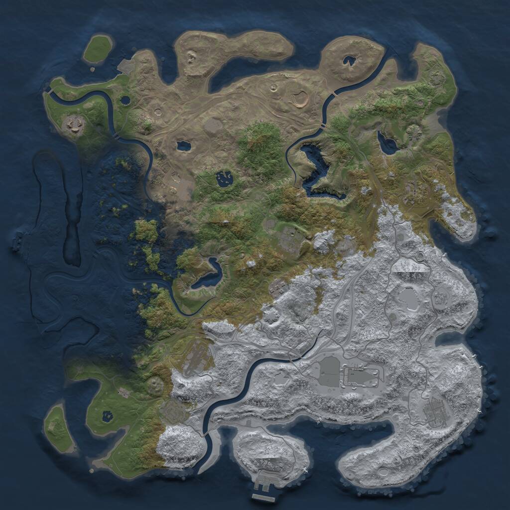 Rust Map: Procedural Map, Size: 4500, Seed: 1386099398, 17 Monuments