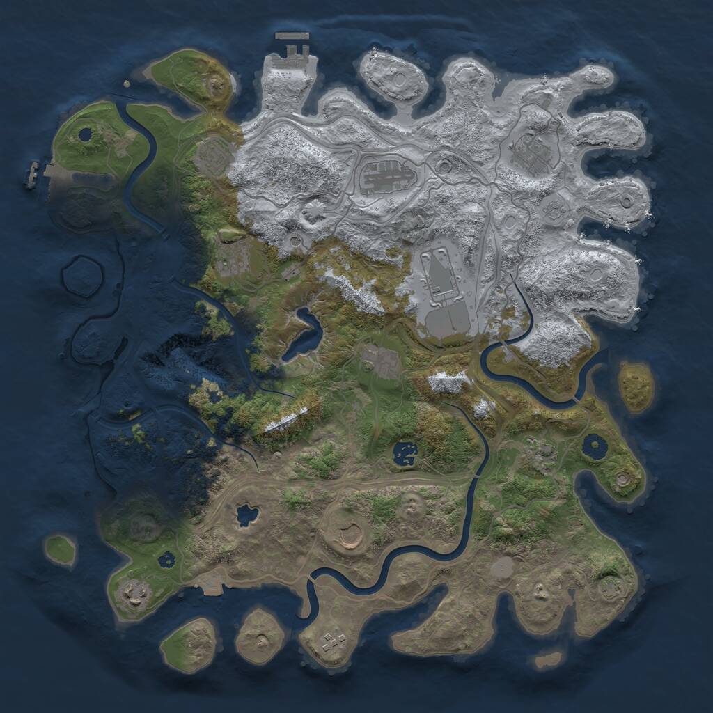 Rust Map: Procedural Map, Size: 4250, Seed: 636523887, 17 Monuments