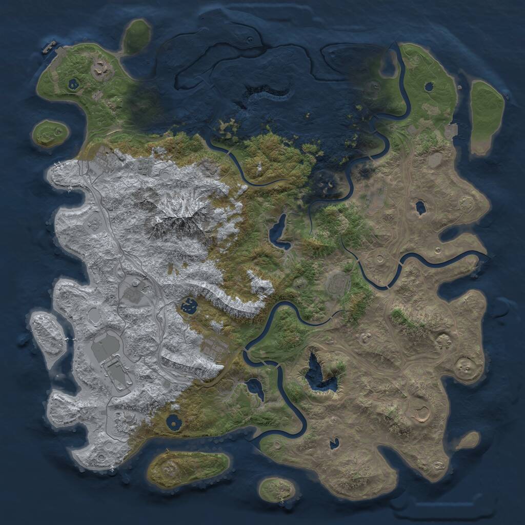 Rust Map: Procedural Map, Size: 5000, Seed: 499210276, 17 Monuments