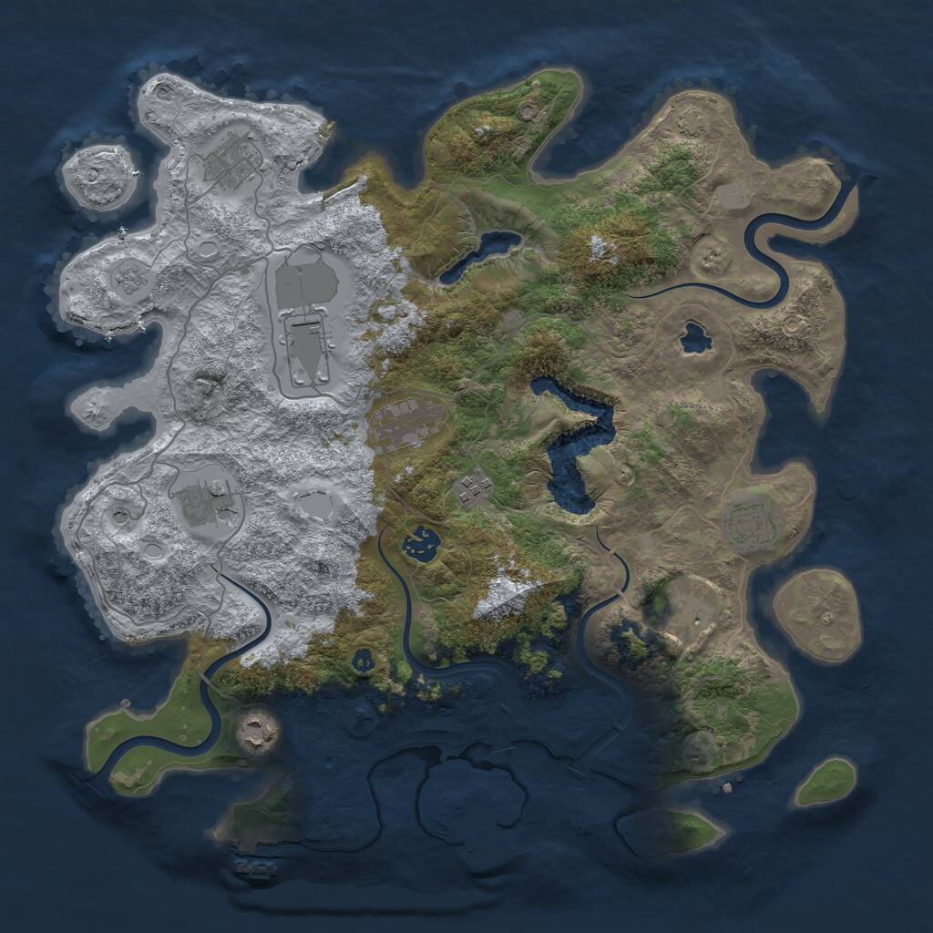 Rust Map: Procedural Map, Size: 4000, Seed: 684719, 15 Monuments