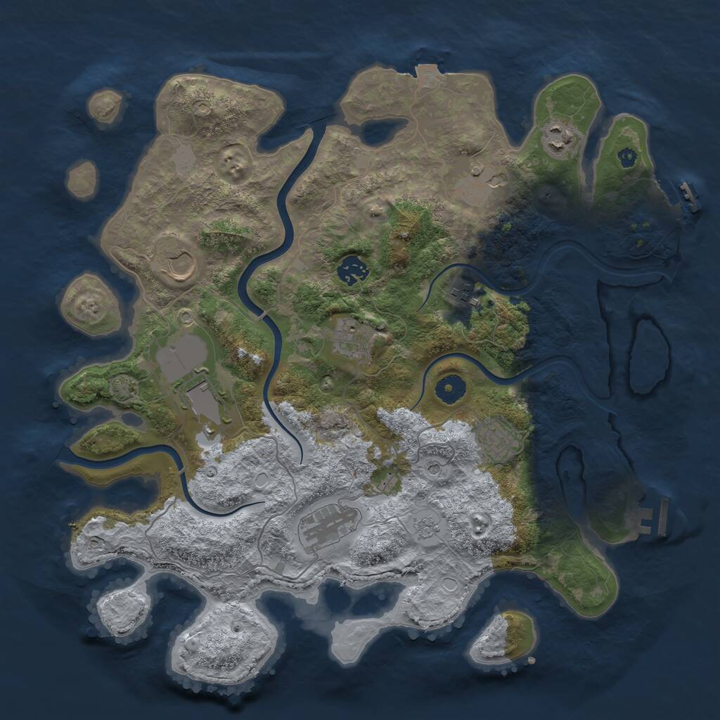 Rust Map: Procedural Map, Size: 3750, Seed: 1294858855, 15 Monuments