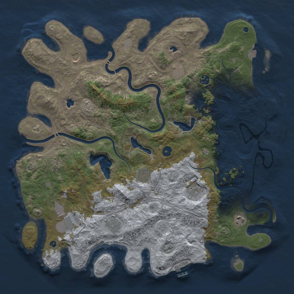 Rust Map: Procedural Map, Size: 4500, Seed: 816432670, 16 Monuments