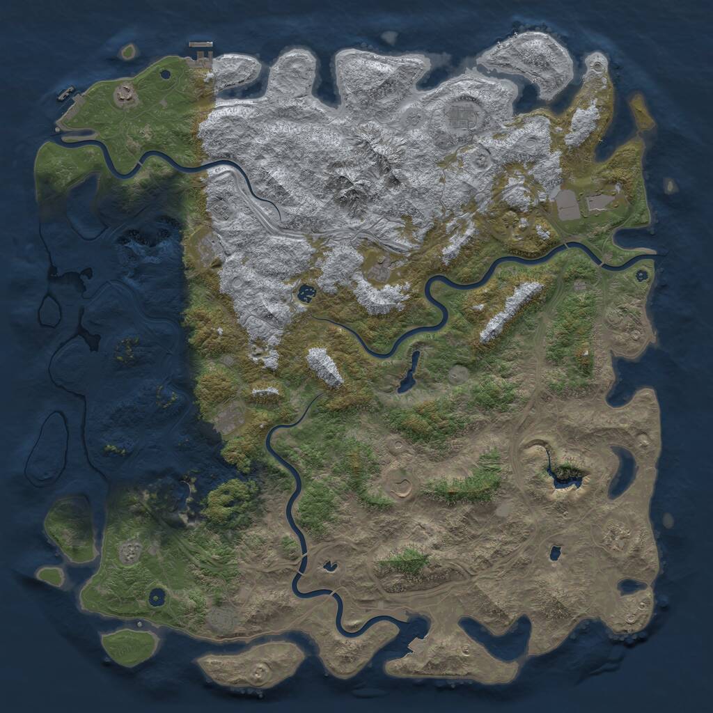 Rust Map: Procedural Map, Size: 6000, Seed: 572786, 17 Monuments