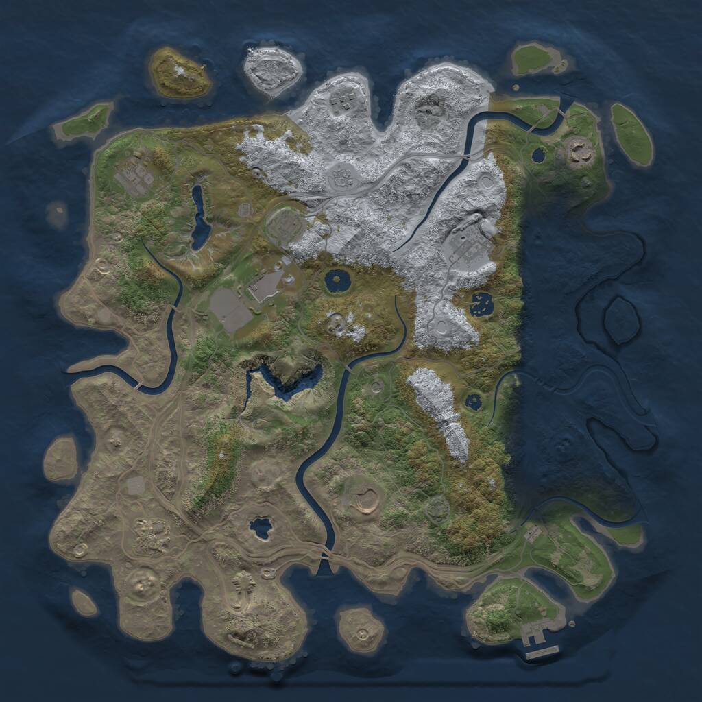 Rust Map: Procedural Map, Size: 4250, Seed: 1833996645, 14 Monuments