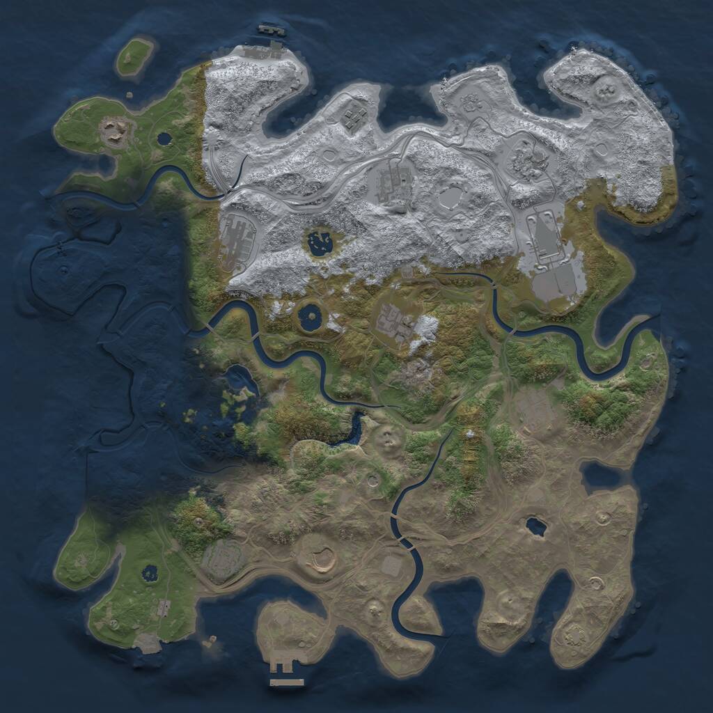 Rust Map: Procedural Map, Size: 4250, Seed: 1916469115, 17 Monuments