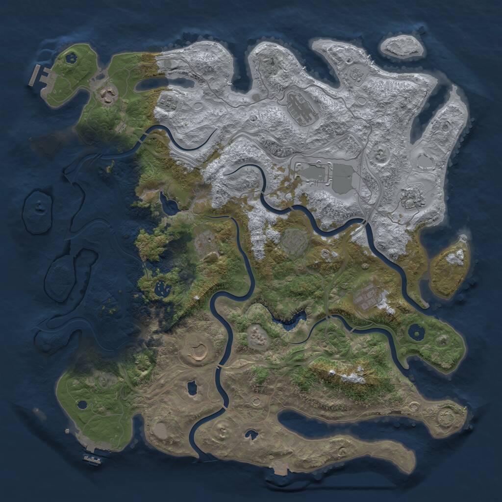 Rust Map: Procedural Map, Size: 4500, Seed: 601322293, 16 Monuments