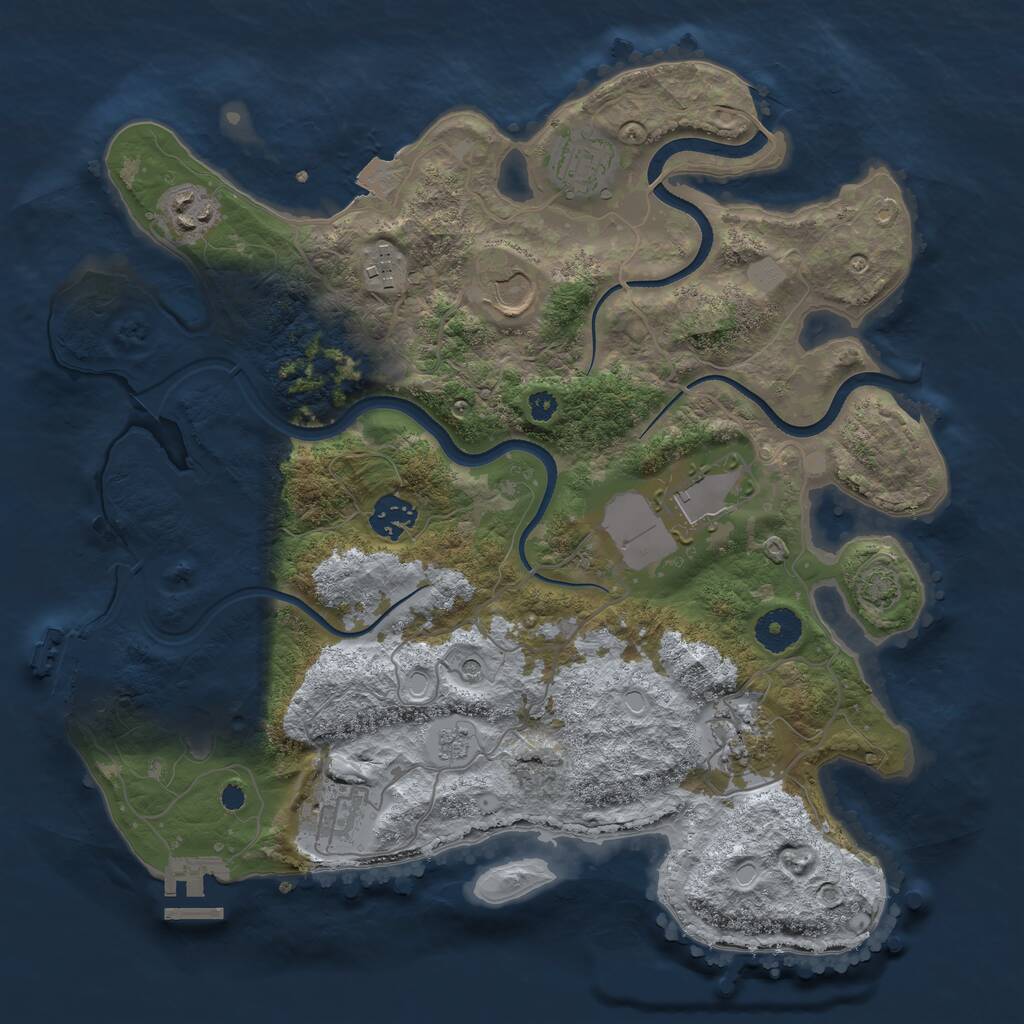 Rust Map: Procedural Map, Size: 3500, Seed: 647641365, 14 Monuments