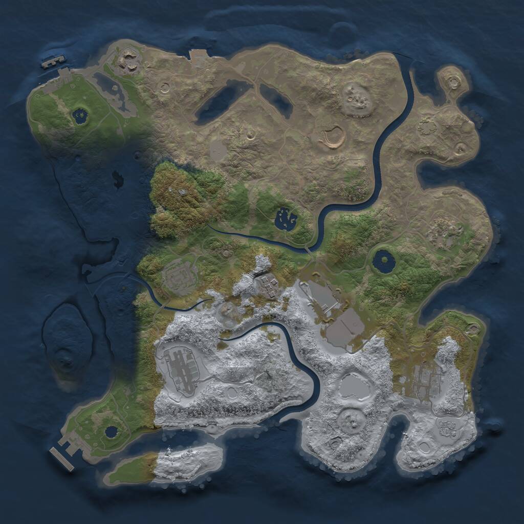 Rust Map: Procedural Map, Size: 3500, Seed: 2002018605, 15 Monuments